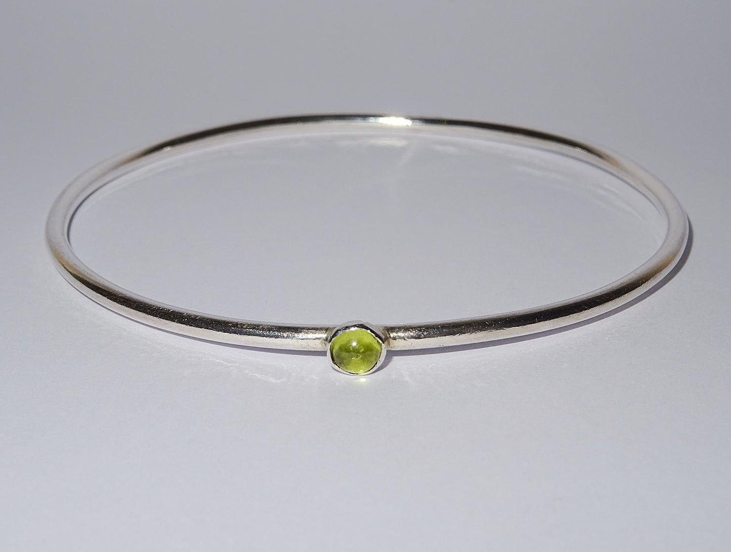 Sterling Silver Bangle with Peridot Stone