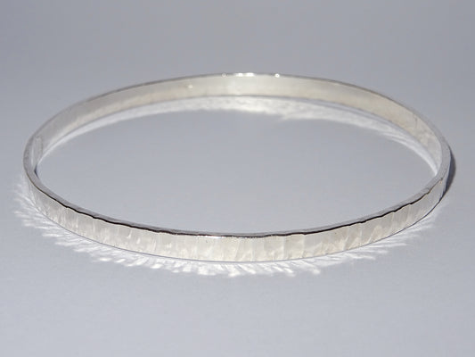 Sterling Silver Hammered Rectangular Bangle