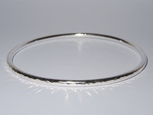 Sterling Silver Hammered Bangle 2.5mm