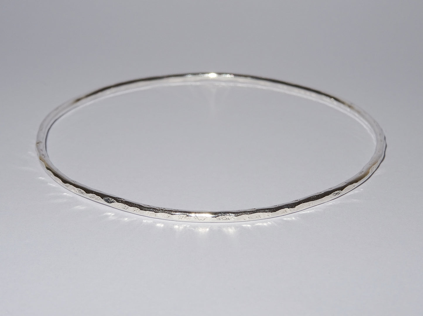 Simple Sterling Silver Hammered Bangle 2mm