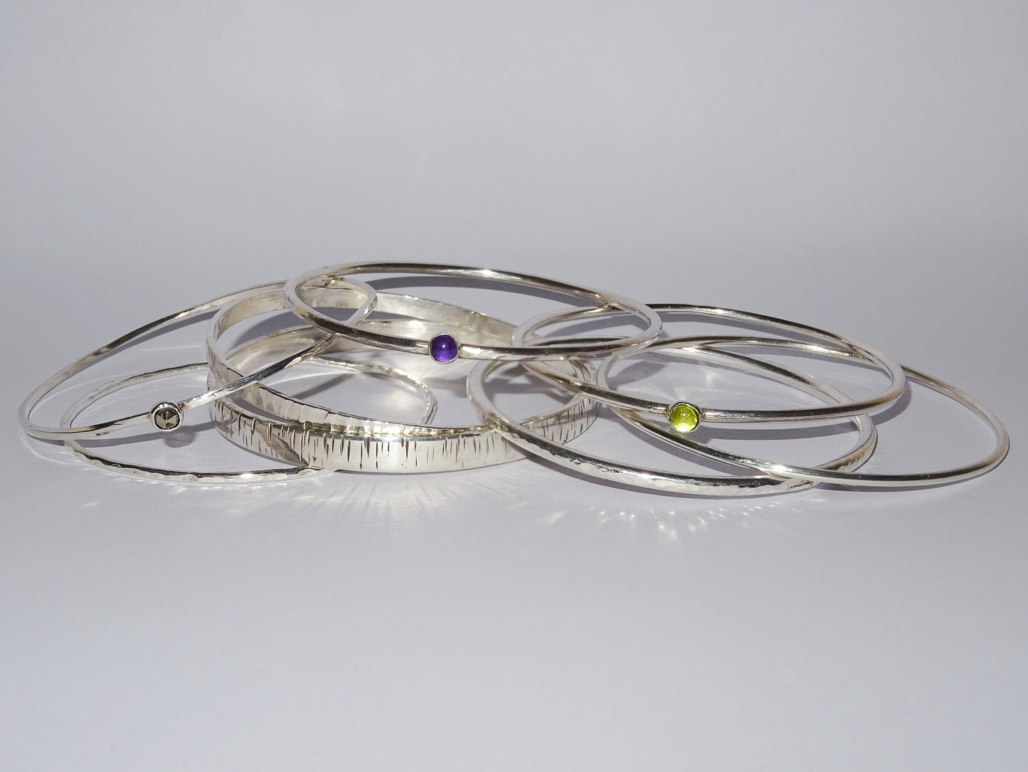 Sterling Silver Bangle with Peridot Stone