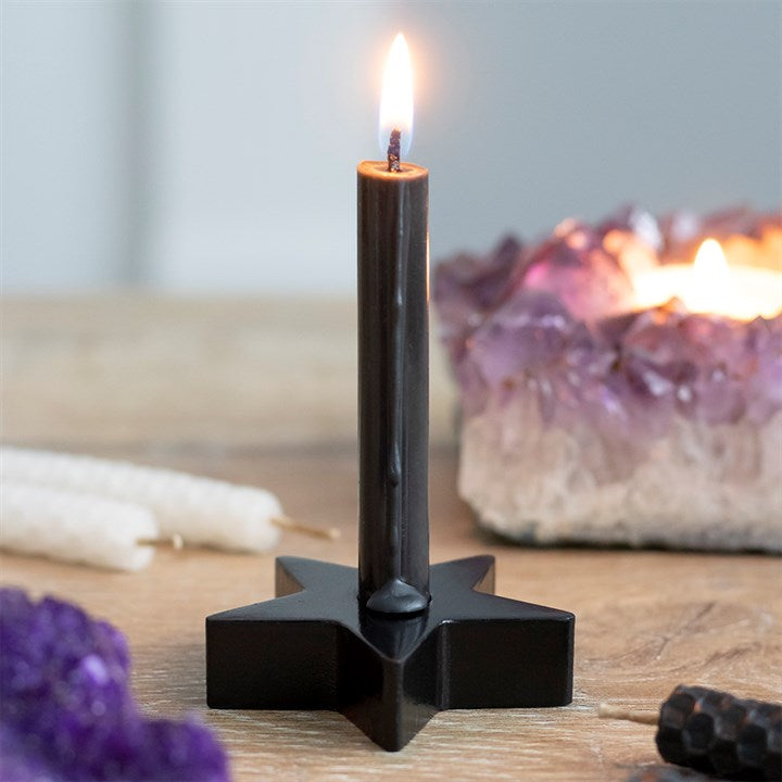 Single Black Star Candle Holder