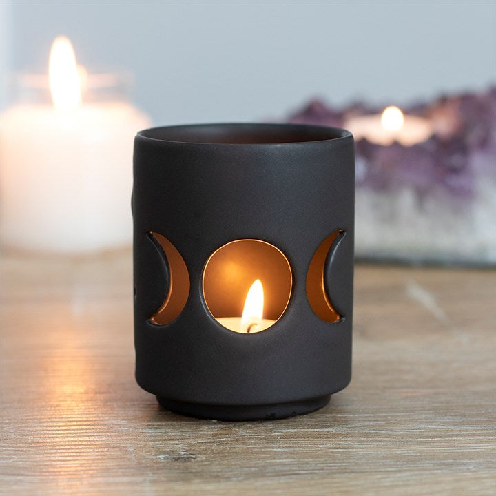 Moon Tea Light Holder in Black