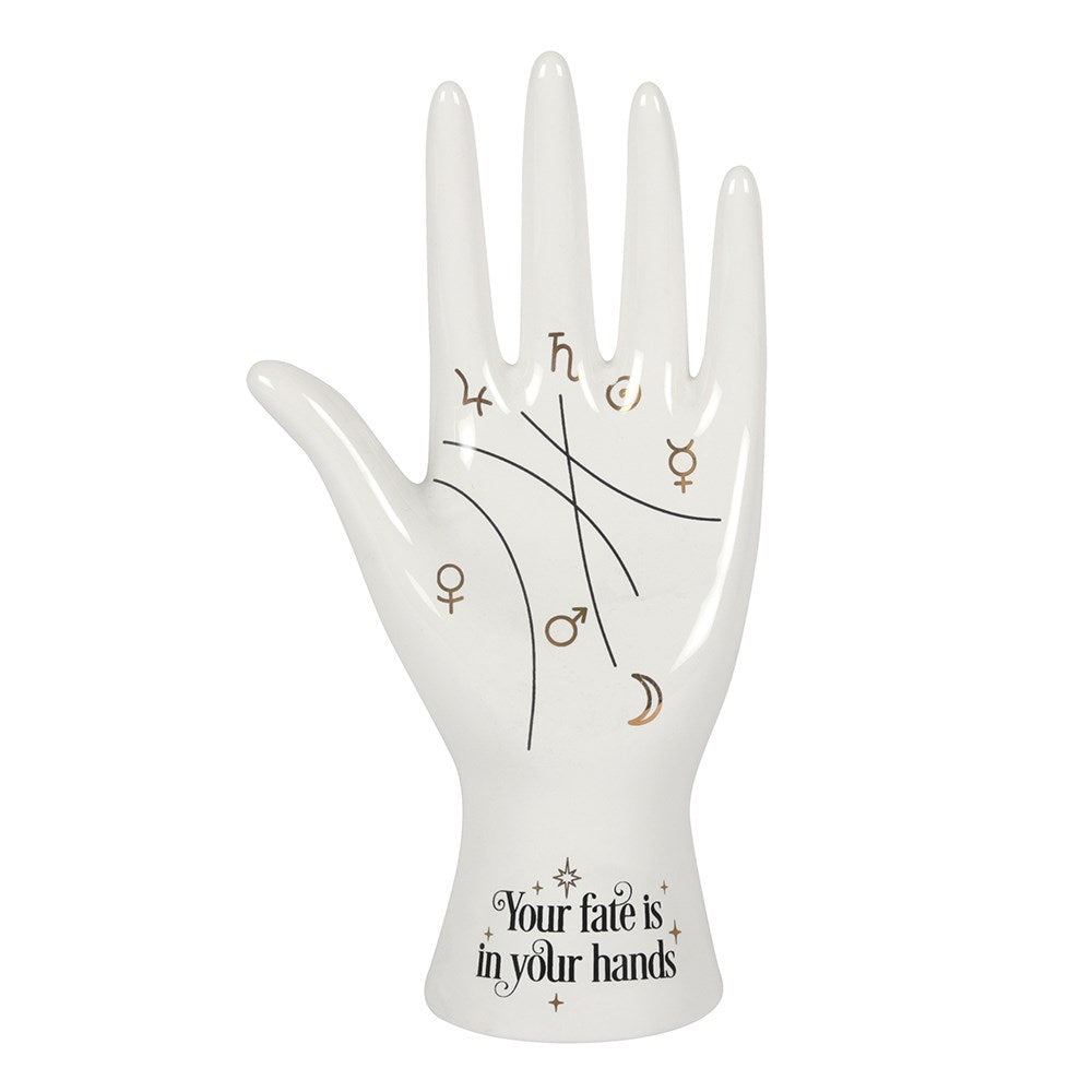 White Black Palmistry Ring Holder & Sculpture