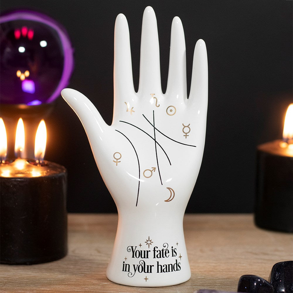 White Black Palmistry Ring Holder & Sculpture