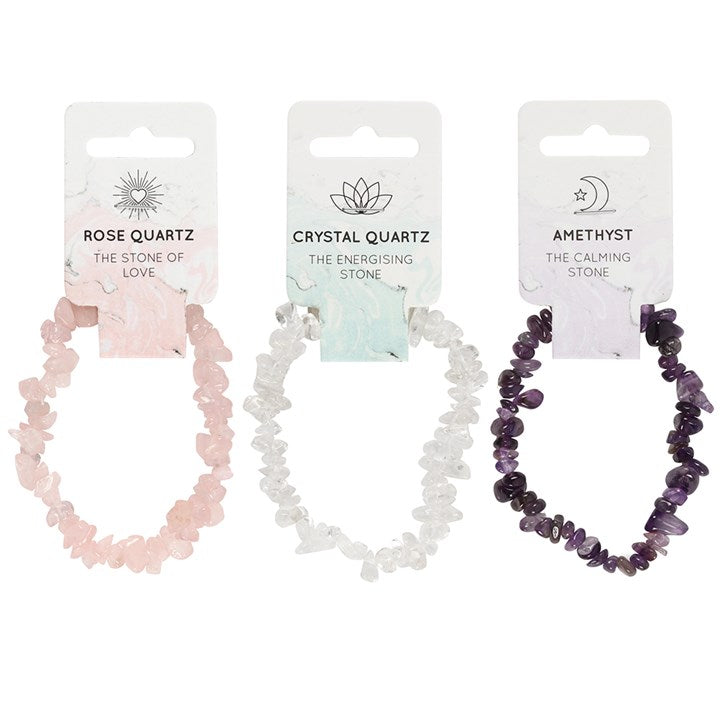 Rose Quartz, Crystal Quartz & Amethyst Crystal Bracelet